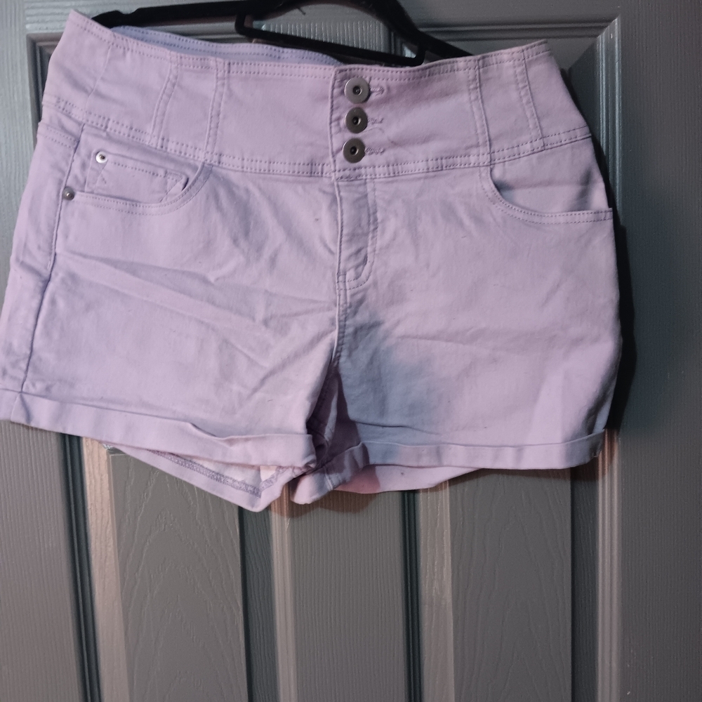 Women's High-Waist Button Front Shorts - Light Lavender